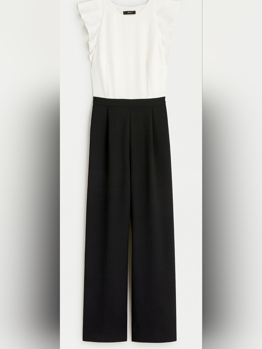 J. Crew NWT Colorblocked Black / White sleeveless ruffle jumpsuit Size 4